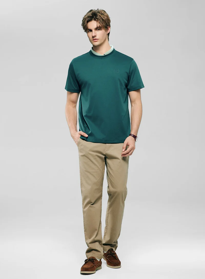 GIORDANO Men's Slim Fit Liquid Touch Cotton Crew Neck Tee