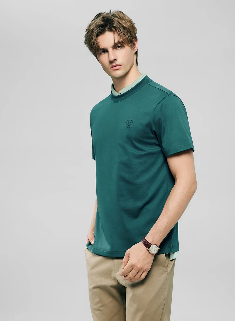 GIORDANO Men's Slim Fit Liquid Touch Cotton Crew Neck Tee