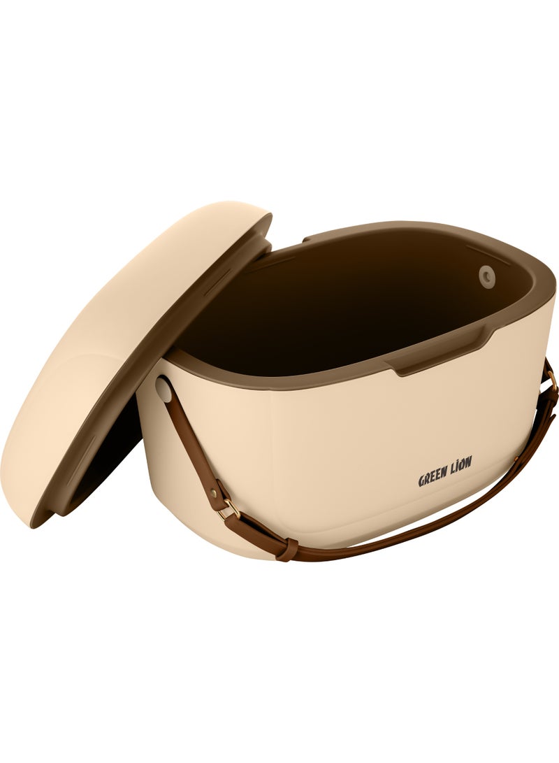 GREEN LION Vintage 20L Insulated Cooler Box with Triple-Layer Insulation / Adjustable Strap / Hot & Cold Storage / 24+ Hours Retention / Food-Grade Safety / Leak-Proof Design - Beige - Image 1