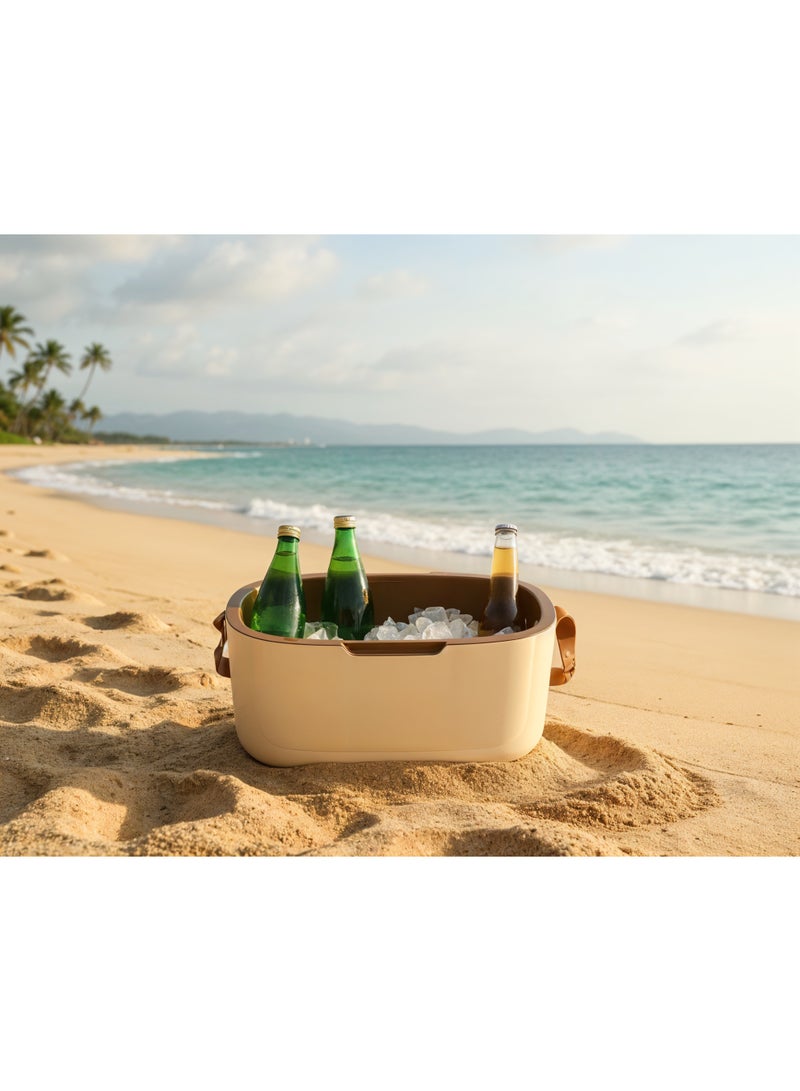 GREEN LION Vintage 20L Insulated Cooler Box with Triple-Layer Insulation / Adjustable Strap / Hot & Cold Storage / 24+ Hours Retention / Food-Grade Safety / Leak-Proof Design - Beige - Image 3