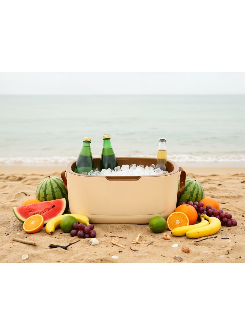 GREEN LION Vintage 20L Insulated Cooler Box with Triple-Layer Insulation / Adjustable Strap / Hot & Cold Storage / 24+ Hours Retention / Food-Grade Safety / Leak-Proof Design - Beige - Image 2