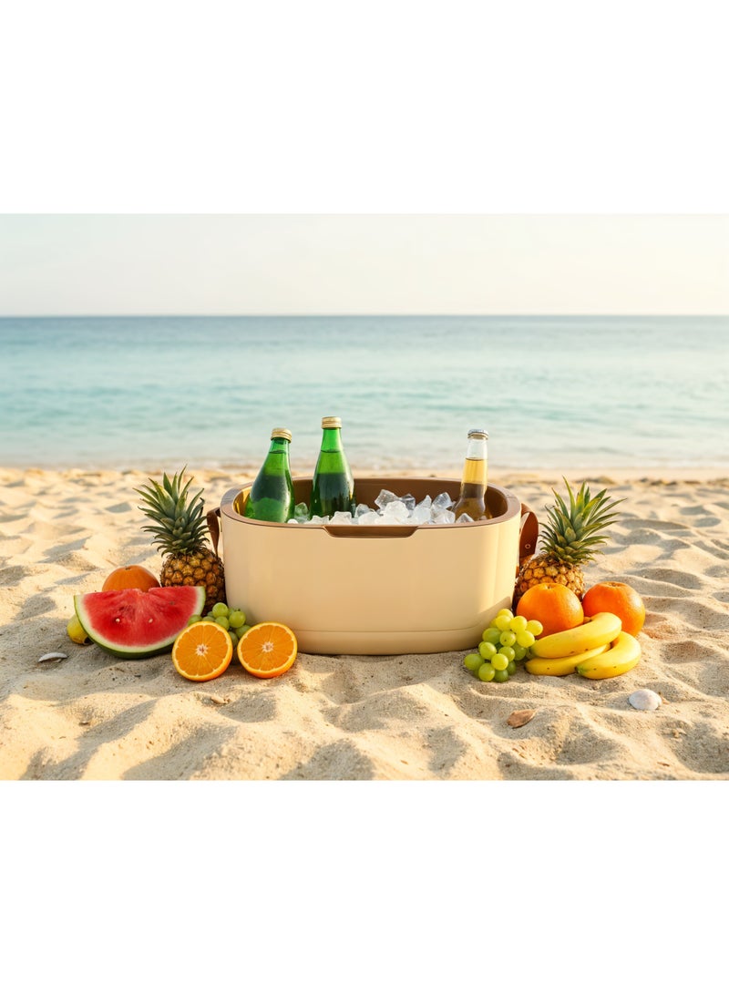 GREEN LION Vintage 20L Insulated Cooler Box with Triple-Layer Insulation / Adjustable Strap / Hot & Cold Storage / 24+ Hours Retention / Food-Grade Safety / Leak-Proof Design - Beige - Image 4