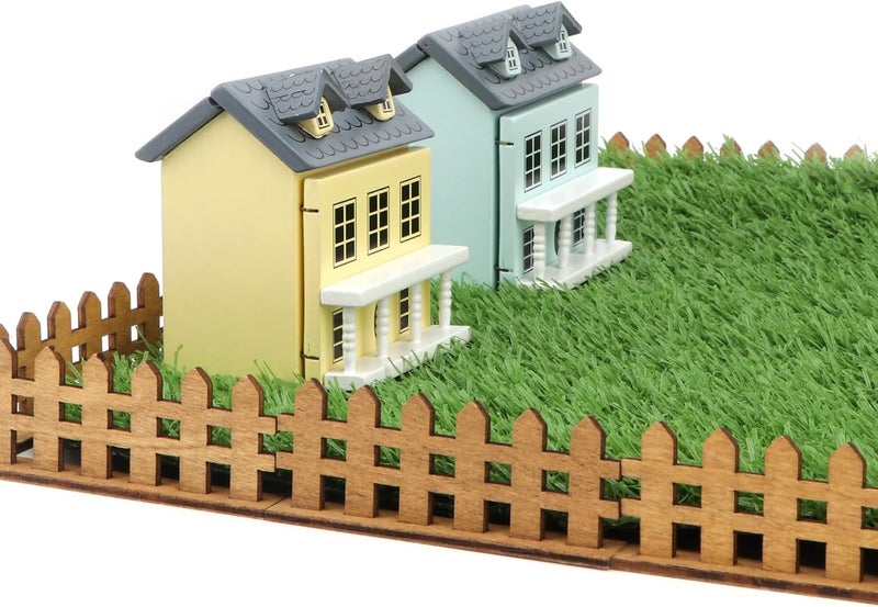 Cutemini Dollhouse Fairy Garden Fence 8PCS Miniature Wood Fences Dollhouse Village Landscape Accessories Wooden Decorative White Picket Landscap Fence (Brown) - Image 3
