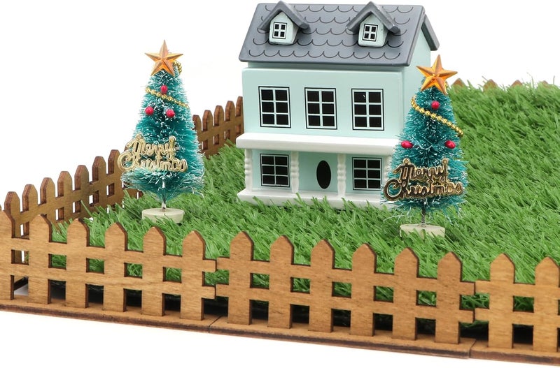 Cutemini Dollhouse Fairy Garden Fence 8PCS Miniature Wood Fences Dollhouse Village Landscape Accessories Wooden Decorative White Picket Landscap Fence (Brown) - Image 4