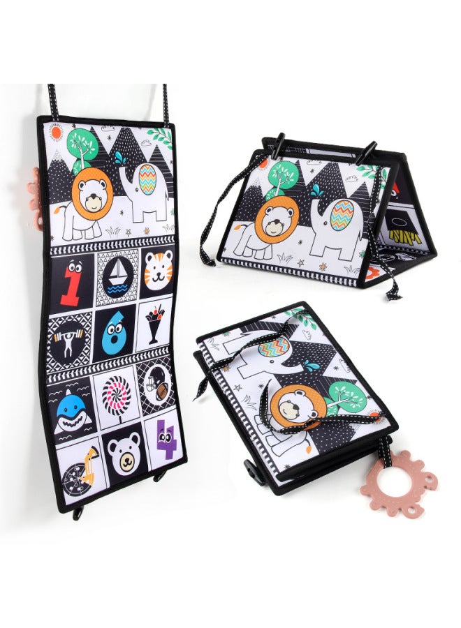 Infants Can't Tear Up Washable Desk Calendar Cloth Book Toys Early Education Cognitive Black And White Color Digital Ha Ha Mirror Cloth Book - Image 3