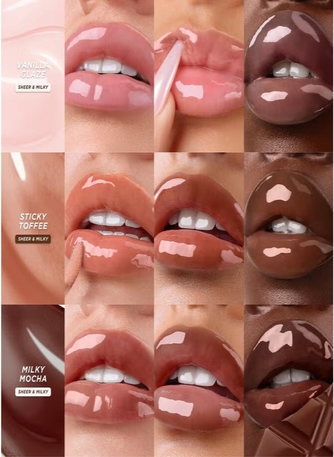 جيسو مجموعة "Glazed Lips Trio" من زيوت الشفاه المعززة بالعسل من Gisou (سعة 24 مل) – مجموعة زيوت مرطبة ومغذية للشفاه، تمنح لمعاناً فائقاً، وتتكون من 3 مستحضرات للعناية بالشفاه. - Image 3