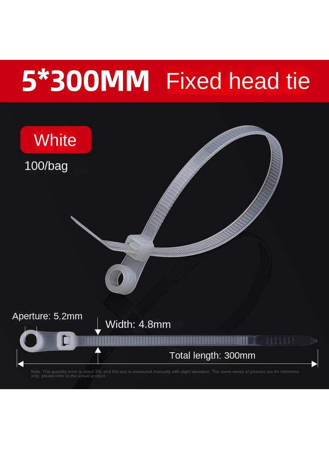 Bluejw Factory Wholesale Fixed Head Nylon Cable Tie 5*200 Screw Hole Round Hole Self-locking Plastic Buckle Strapping Strap  - Image 1
