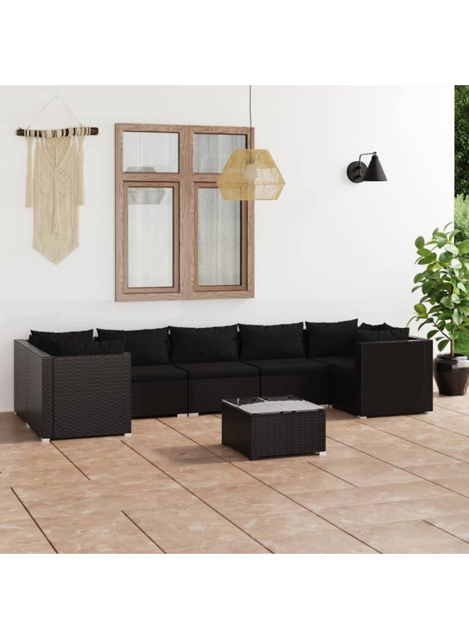 vidaxl 8 Piece Garden Lounge Set with Cushions Poly Rattan Black 3101960 - Image 2