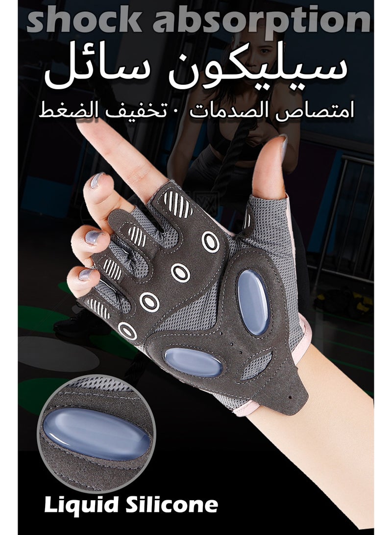 Workout Gloves, Cycling Weight Lifting Gloves, Palm Protection Semi Finger Gym Gloves, Exercise Anti-Skid Breathable Gloves - Image 5