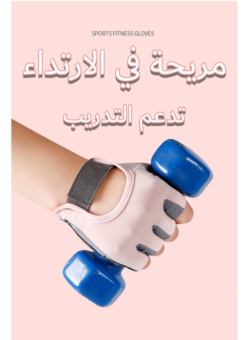 Workout Gloves, Cycling Weight Lifting Gloves, Palm Protection Semi Finger Gym Gloves, Exercise Anti-Skid Breathable Gloves - Image 3