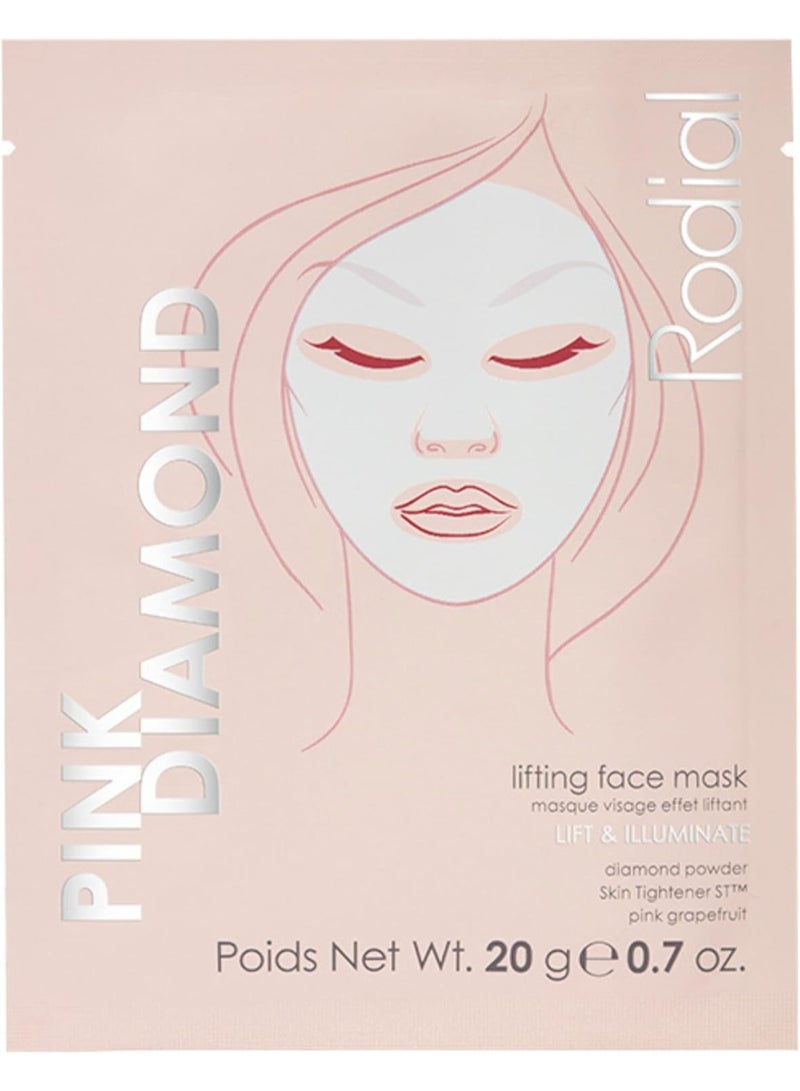 Rodial Pink Diamond Mask Individual – Instant Lifting for Sagging Skin, Diamond Powder & Vitamin C, Bio-Cellulose Sheet for Fine Line Relief 20ml - Image 3