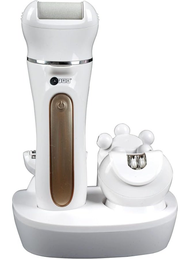 عفرا طقم إزالة الشعر للسيدات، بطارية ليثيوم أيون، قابلة لإعادة الشحن، مدة تشغيل 90 دقيقة، رؤوس قابلة للتبديل، تصميم مريح، قاعدة شحن. AF-600LSWT، ضمان لمدة عامين. - Image 1