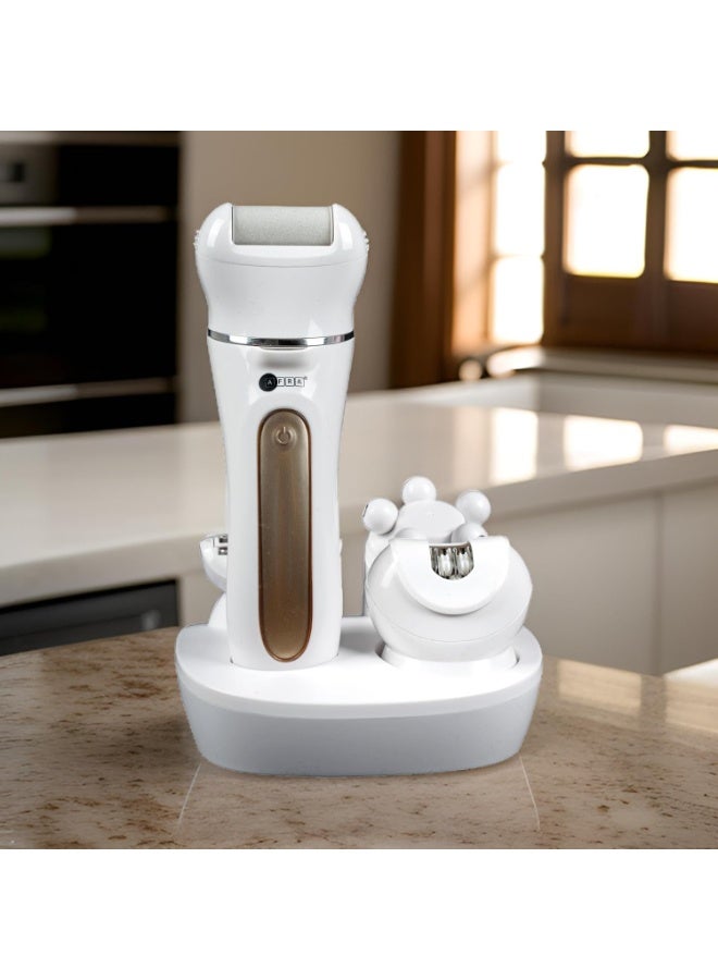 عفرا طقم إزالة الشعر للسيدات، بطارية ليثيوم أيون، قابلة لإعادة الشحن، مدة تشغيل 90 دقيقة، رؤوس قابلة للتبديل، تصميم مريح، قاعدة شحن. AF-600LSWT، ضمان لمدة عامين. - Image 2