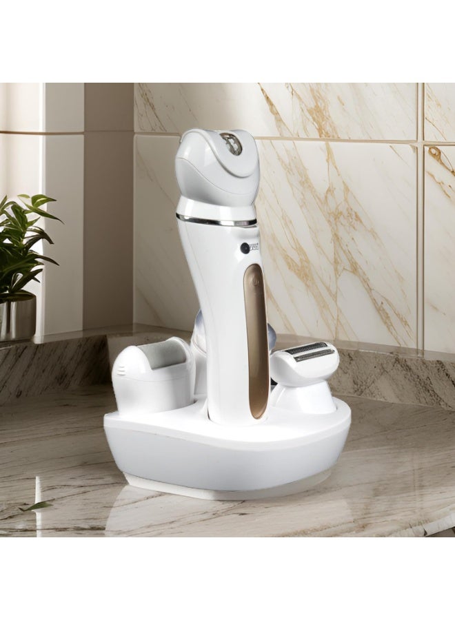 عفرا طقم إزالة الشعر للسيدات، بطارية ليثيوم أيون، قابلة لإعادة الشحن، مدة تشغيل 90 دقيقة، رؤوس قابلة للتبديل، تصميم مريح، قاعدة شحن. AF-600LSWT، ضمان لمدة عامين. - Image 3