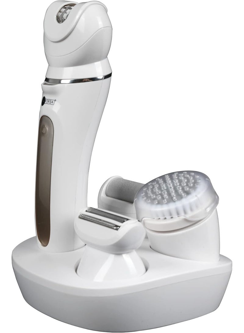 عفرا طقم إزالة الشعر للسيدات، بطارية ليثيوم أيون، قابلة لإعادة الشحن، مدة تشغيل 90 دقيقة، رؤوس قابلة للتبديل، تصميم مريح، قاعدة شحن. AF-600LSWT، ضمان لمدة عامين. - Image 4