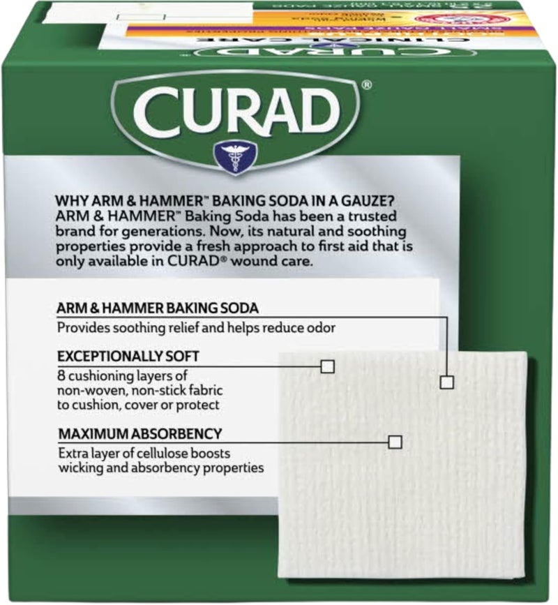 CURAD ضمادات قوراد سوذ بلس مع بيكنغ صودا من آرم هامر 2 × 2 25 عدداً عبوة واحدة - Image 2