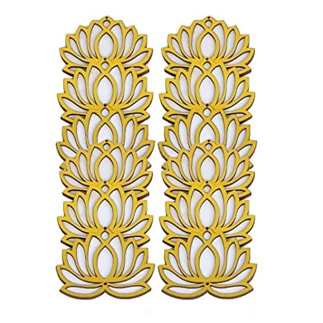 Sanvatsar Home White Golden Lotus 4 Inch Set of 12 Wooden Cutout DIY Rangoli Kit | Decorations for Diwali, Dusshera Wedding Rangoli, Pooja, Decorations, Festival Gift (White) - Image 3