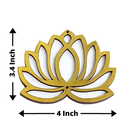 Sanvatsar Home White Golden Lotus 4 Inch Set of 12 Wooden Cutout DIY Rangoli Kit | Decorations for Diwali, Dusshera Wedding Rangoli, Pooja, Decorations, Festival Gift (White) - Image 2