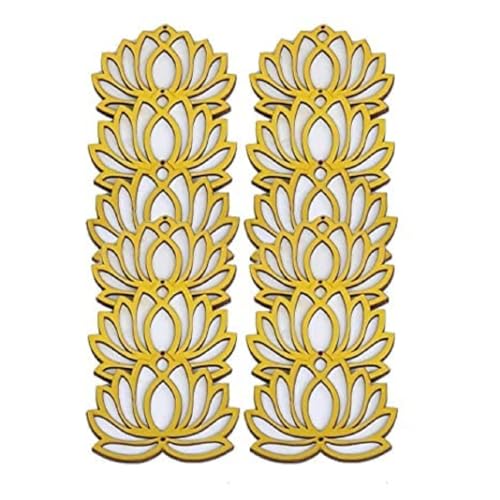 Sanvatsar Home White Golden Lotus 4 Inch Set of 12 Wooden Cutout DIY Rangoli Kit | Decorations for Diwali, Dusshera Wedding Rangoli, Pooja, Decorations, Festival Gift (White) - Image 4