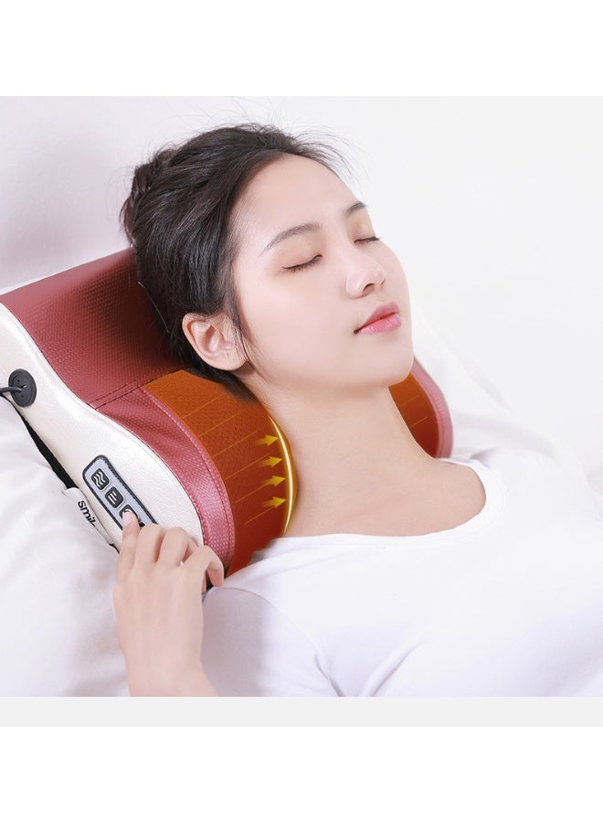 Health Electric Heated Health Massage Pillow with Dual Rotation Nodes and Comfortable Design for Neck and Lumbar Relief, Comes with AC Power Adapter and Car Charger for Travel Relaxation - Image 4