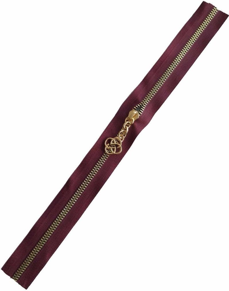 Angel Çanta Aksesuar Angel Bag Accessory Headed Zipper 30 cm Light Gold Metal Claret Red 