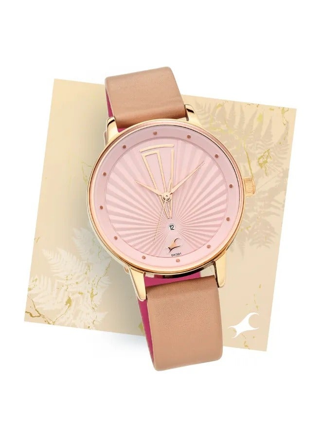 fastrack ساعة يد نسائية تناظرية بشكل دائري مصنوعة من الجلد - 6206WL02 - 42 مم - Image 1