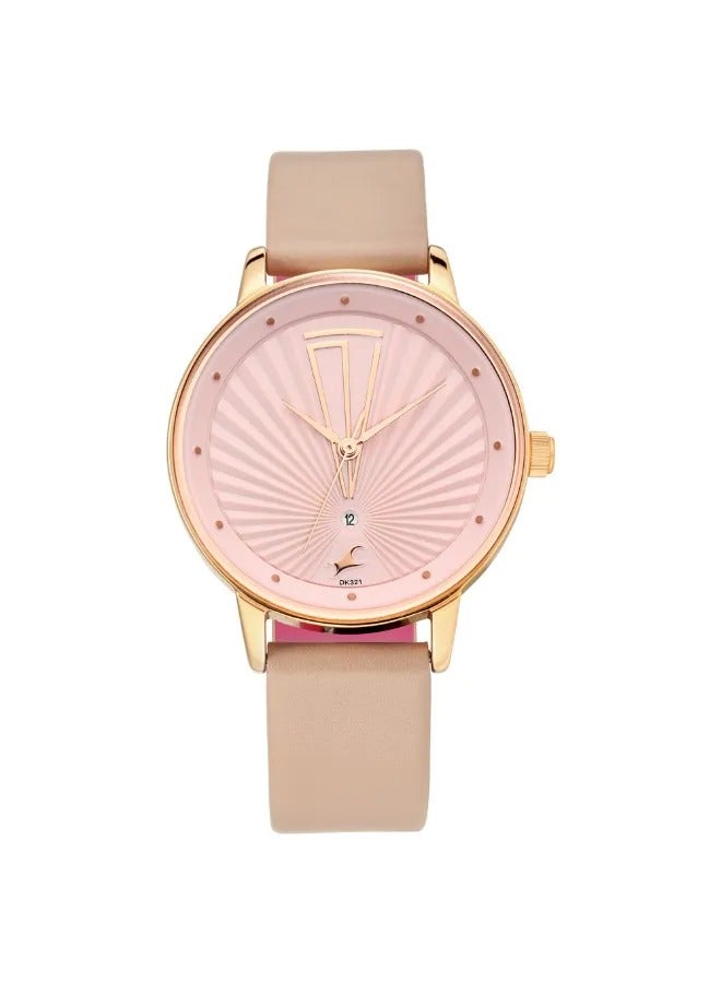 fastrack ساعة يد نسائية تناظرية بشكل دائري مصنوعة من الجلد - 6206WL02 - 42 مم - Image 3