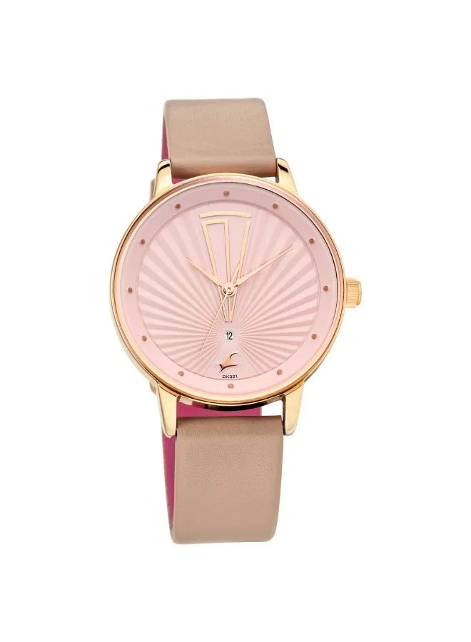 fastrack ساعة يد نسائية تناظرية بشكل دائري مصنوعة من الجلد - 6206WL02 - 42 مم - Image 2