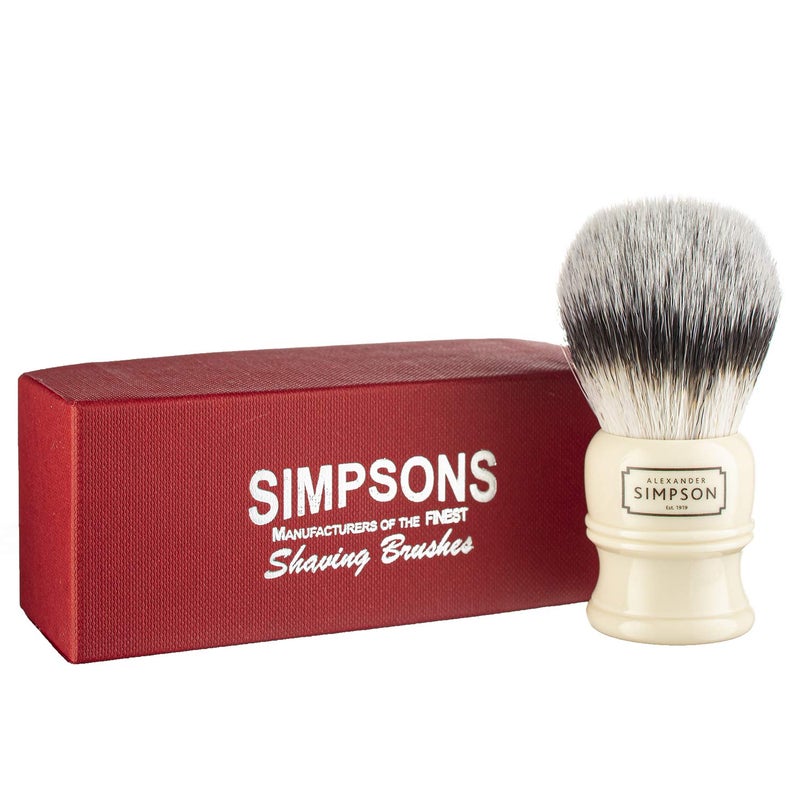 Alexander Simpsons Trafalgar 2 Shaving Brush  T2 Synthetic High Density Fibre Faux Handle Ivory  Simpson Shaving Brushes  Wet Shave Deluxe Thick  Luxurious Lather Dense Extra Soft Bristles