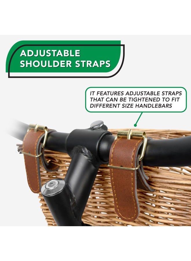 ProSource Fit Wicker Front Handlebar Bike Basket Cargo, light brown, 13 by 9 10.5 inches - Image 4