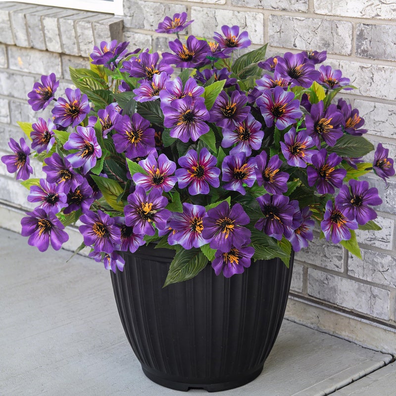 Hrobek Fake Artificial Flowers for Outdoors Decoration,4 Bundles Silk Faux Spring Flowers with Plants Leaves UV Resistant for Planter Front Door Porch Yard Patio Window Box Home Indoor Decor - Image 1