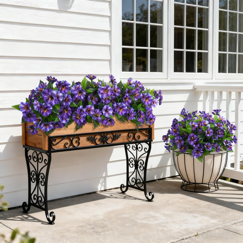 Hrobek Fake Artificial Flowers for Outdoors Decoration,4 Bundles Silk Faux Spring Flowers with Plants Leaves UV Resistant for Planter Front Door Porch Yard Patio Window Box Home Indoor Decor - Image 3