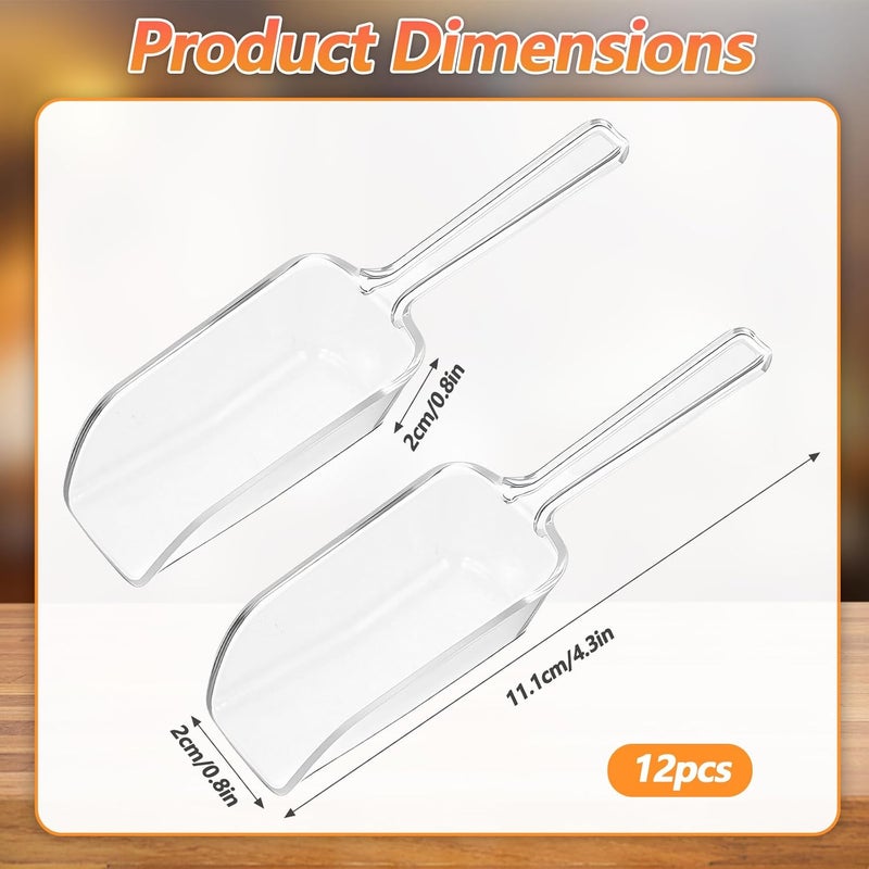 ملعقة بلاستيكية صغيرة شفافة لجمع الثلج، 12 ملعقة بلاستيكية لل��ستخدام في المطبخ، ملعقات بسيطة لجمع مكعبات الثلج لتخزين الطعام في الفريزر، القهوة، البوبكورن، الدقي��، والمواد الجافة، بالإضافة إلى حاملات وأوعية للفريزر وحاويات لغسيل الملابس. - Image 4