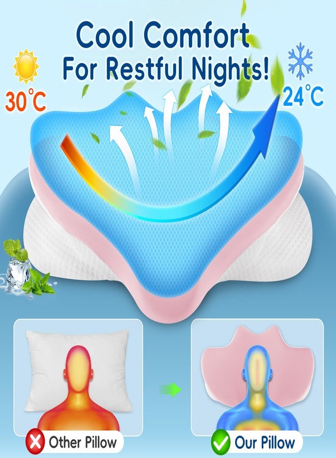 FGNTWP Cervical Neck Pillow for Pain Relief, Ergonomic Contour Pillow for Sleeping, 2 Heights Cooling Pillow for Neck and Shoulder Support, Memory Foam Orthopedic Pillow for Side Back Stomach Sleepers - Image 5