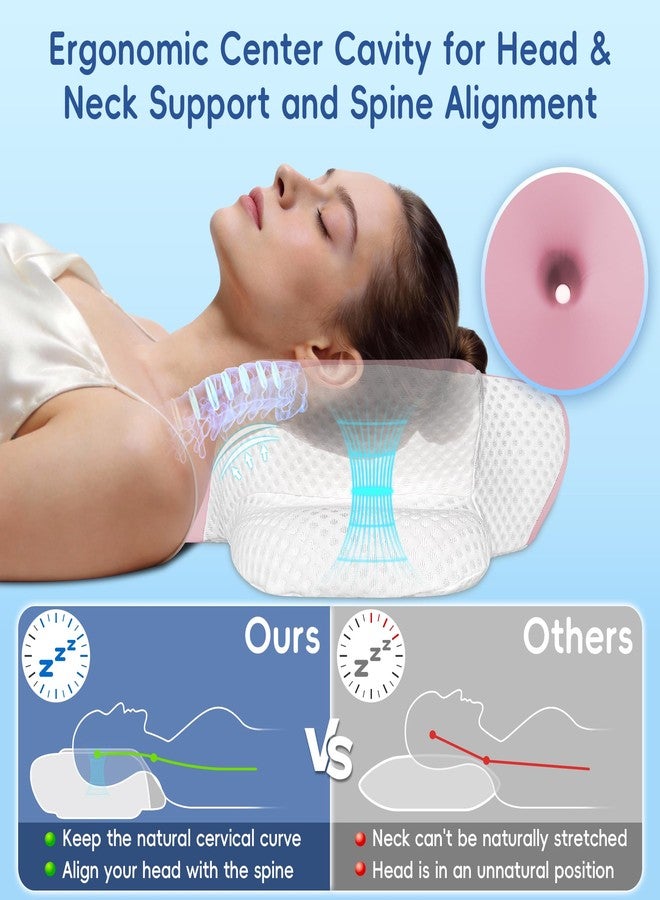FGNTWP Cervical Neck Pillow for Pain Relief, Ergonomic Contour Pillow for Sleeping, 2 Heights Cooling Pillow for Neck and Shoulder Support, Memory Foam Orthopedic Pillow for Side Back Stomach Sleepers - Image 2