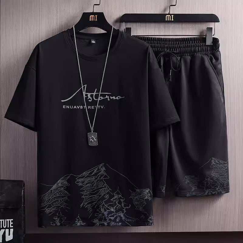 Mens Summer Casual Sports Suit Short Black [suit]]  - Image 1