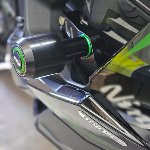 Mokiton Motorcycle Frame Sliders Crash Bar Protector Compatible with Ninja 1100SX ABS/SE 2025 2026 | No Cut Kits Falling Protection Ninja1100SX Ninja1100 SX Accessories (Green) - Image 4