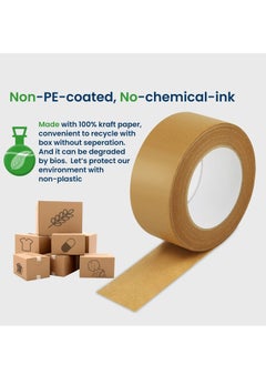 Y&D Packing Tape 6PCS Brown Kraft Paper Shipping for Moving Boxes Cardboard and Carton Sealing 7 Mils Thick 55 Yds Length X 2" Width  - Image 3