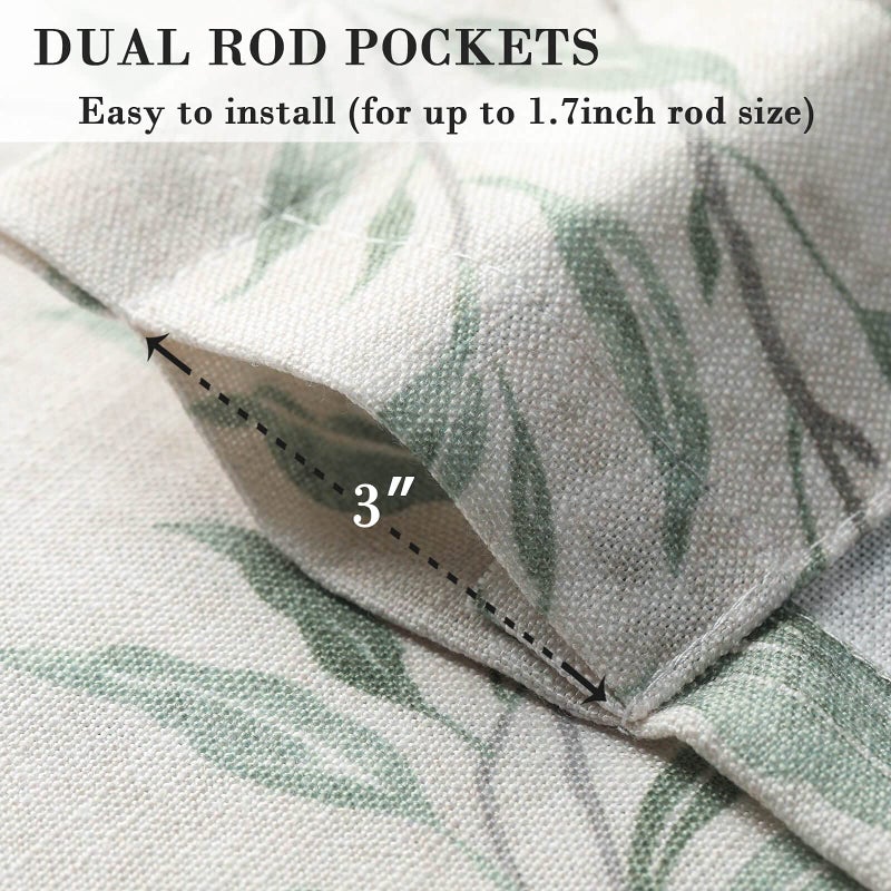 VOGOL Decorative Tie Up Curtains for Girls Room, Lovely Leaf Print Small Window Curtain Valance Top Pocket 18 Inch Long, One Panel, Green Leaves, Tie52x18 - Image 3