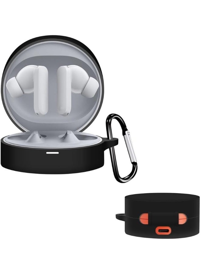 Compatible with NOTHING CMF Buds Pro Case Cover, Soft Silicone Shockproof Protective Case Wireless Earbuds with Carabiner, Front LED Visible (Black) - Image 1