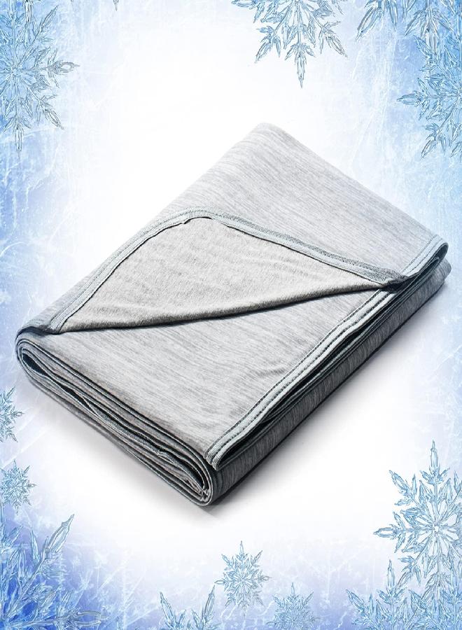 Elegear Elegear Cooling Throw Blanket, Japanese Q-Max>0.4 Arc-Chill Cooling Fiber Absorb Body Heat, 100% Cotton Backing, Summer Cool Blanket for Travel/Outdoor, Cold Blankets for Sleeping, Hypoallergic, Grey  - Image 2