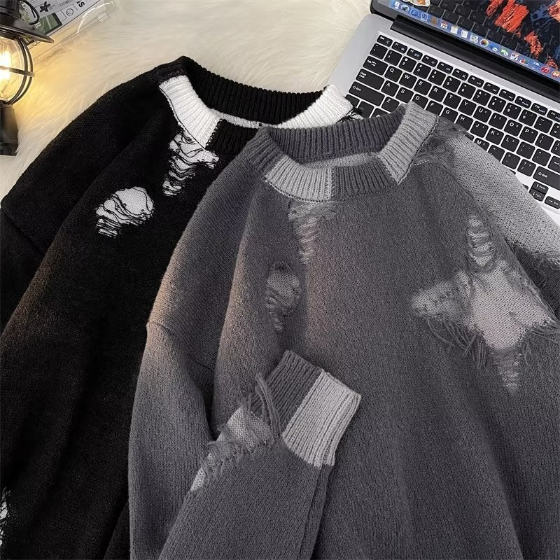 Sweater Men'S And Women'S Same Style 2023 Autumn New Lapel Fashion Trendy Lapel Jacquard Sweater - Image 2
