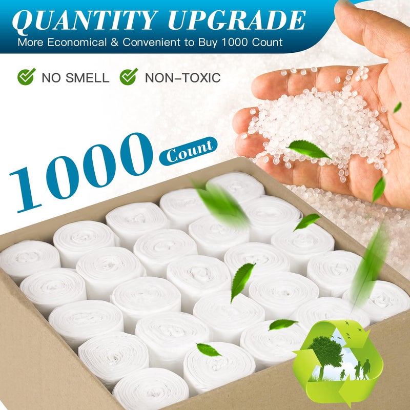 Charmount Small Trash Bags 2-4 Gallon 1000 Count, Unscented White Plastic Wastebasket Liners for Bathroom, Mini Garbage Can or Bin - Image 4