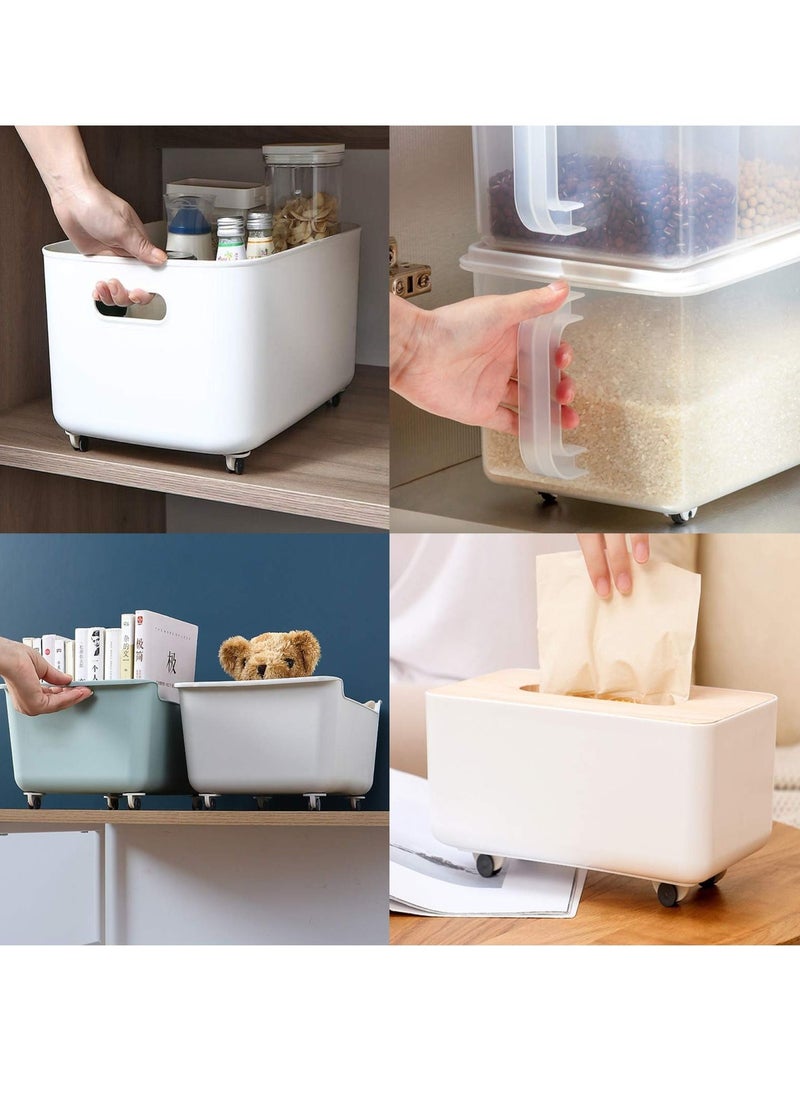 SYOSI - Self Adhesive Pulley, Single Row of Small Pulleys Storage Box Bottom Rollers Mobile Non-rotating Mini Pulley for Moving Storage Boxes Trays Trash Cans DIY Universal Wheels (8 Pieces, White) - Image 1