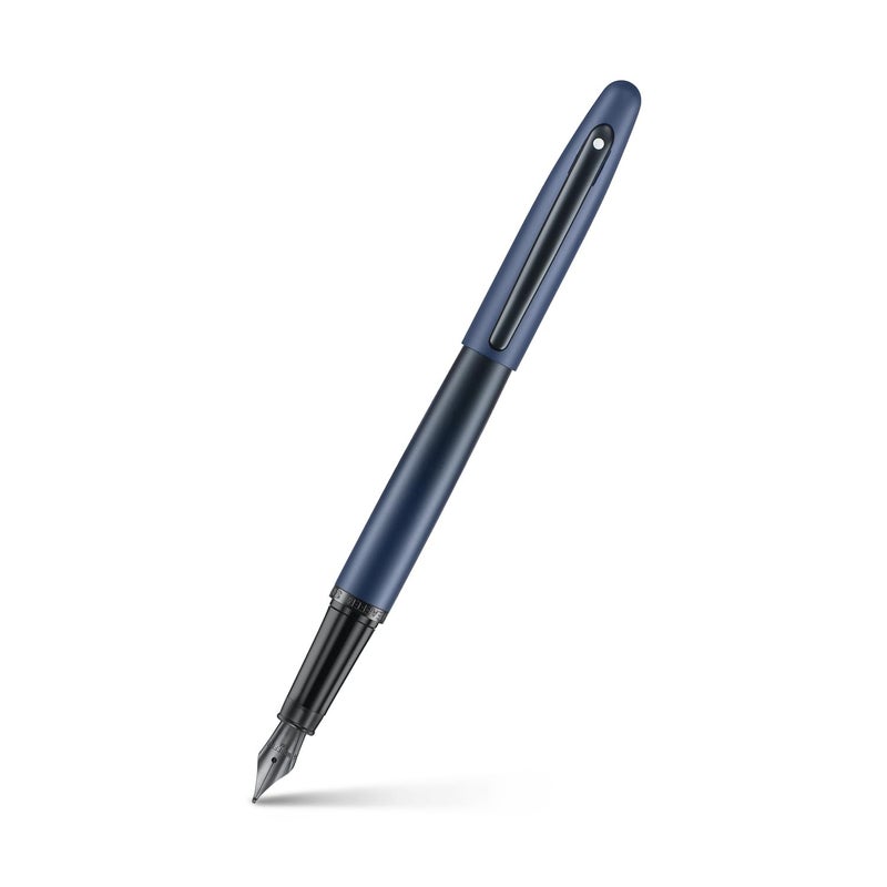 SHEAFFER قلم شيفر Vfm E9429 أزرق غير لامع مع تفاصيل سوداء غير لامعة مع حبر متوسط PVD مع محول - Image 1