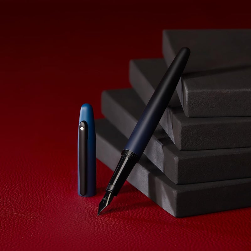 SHEAFFER قلم شيفر Vfm E9429 أزرق غير لامع مع تفاصيل سوداء غير لامعة مع حبر متوسط PVD مع محول - Image 2