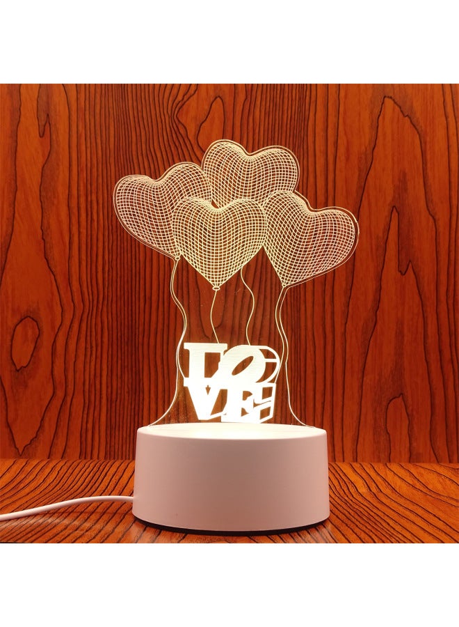 Swan Night Light Plug USB Bedside Lamp Creative Girl Cartoon 3D Table Lamp Bedroom LED Gift Lamp-Color:Love Balloon-Dimensions:USB Charging Touch 7 Color (with Lithium Battery)  - Image 1