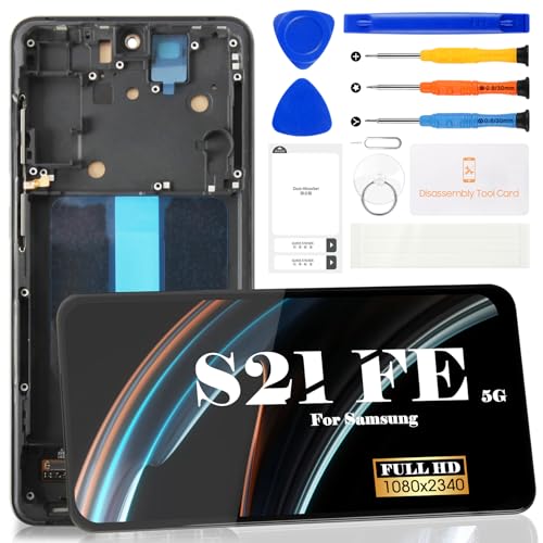 SRJTEK Incell for Samsung Galaxy S21 FE 5G LCD Screen for Samsung Galaxy S21 FE 5G SM-G990 Display Touch Digitizer Assembly Repair Parts Kits with Frame(Black) - Image 1