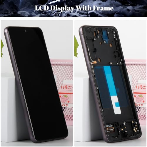 SRJTEK Incell for Samsung Galaxy S21 FE 5G LCD Screen for Samsung Galaxy S21 FE 5G SM-G990 Display Touch Digitizer Assembly Repair Parts Kits with Frame(Black) - Image 3
