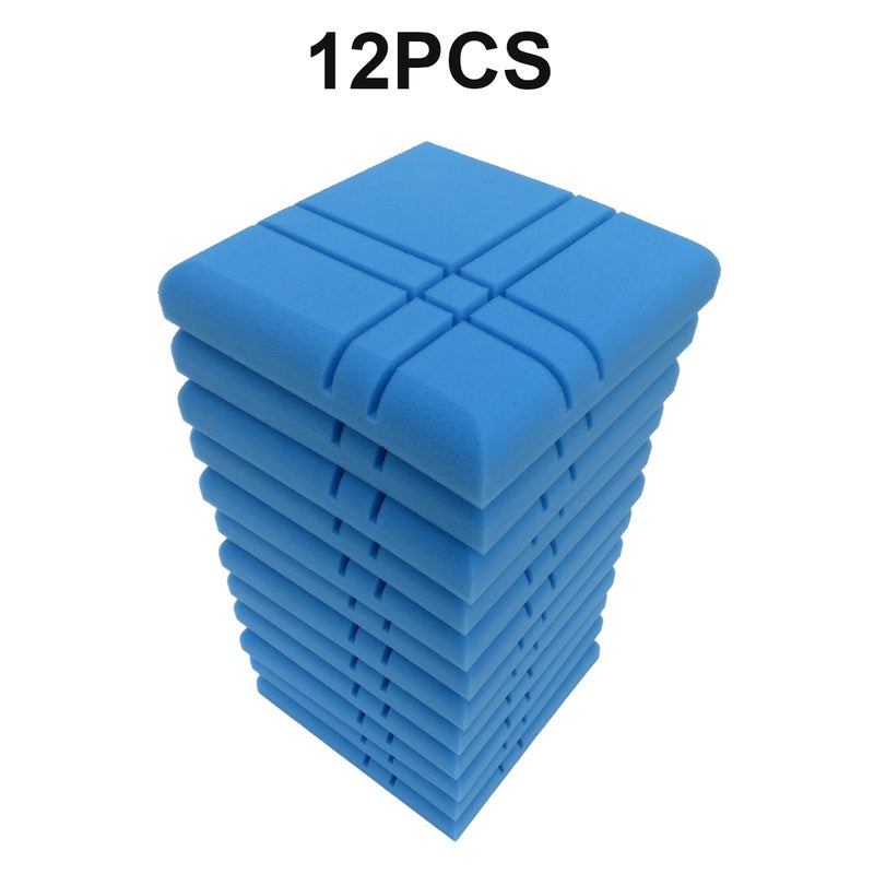 12Pcs Fiber Acoustic Panels High Density Acoustic Treatment Foam Cross-Line Sound Absorbing Board Soundproof Foam Sound Insulation Board for Acoustic Treatment Wall Decoration 30*30*5CM Blue - Image 5